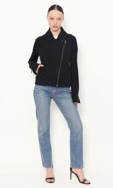Chanel Black Quilted Wool Moto Zip Jacket – Size 46